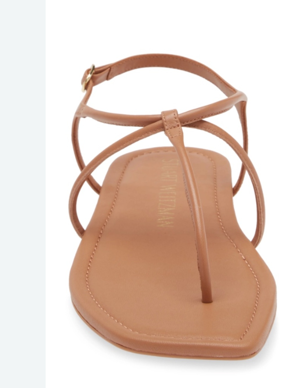 Stuart Weitzman Matilda Tan Brown Leather Thong Sling Back Square Toe Sandals 8